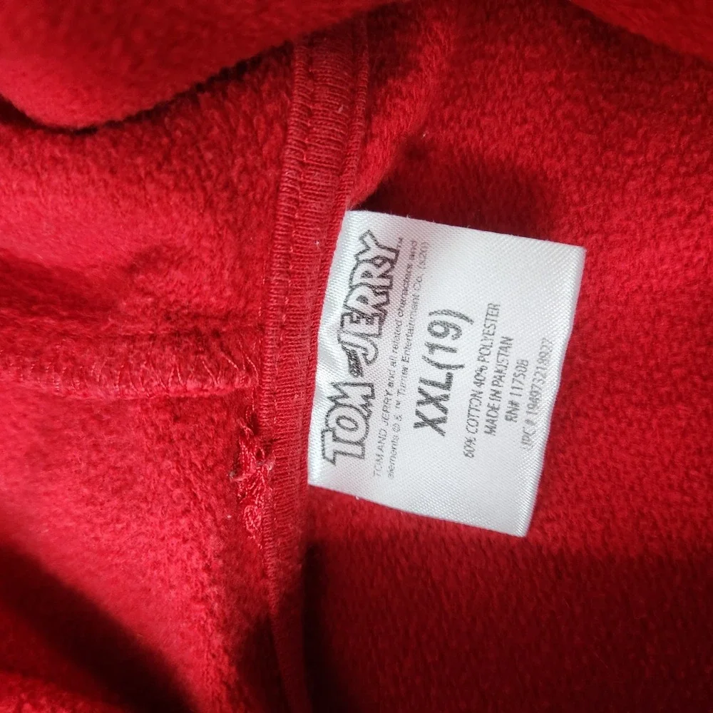 Tom & Jerry Hoodie Girls XXL 19 Yrs Red Pullover Drawstring Graphic Cotton Blend